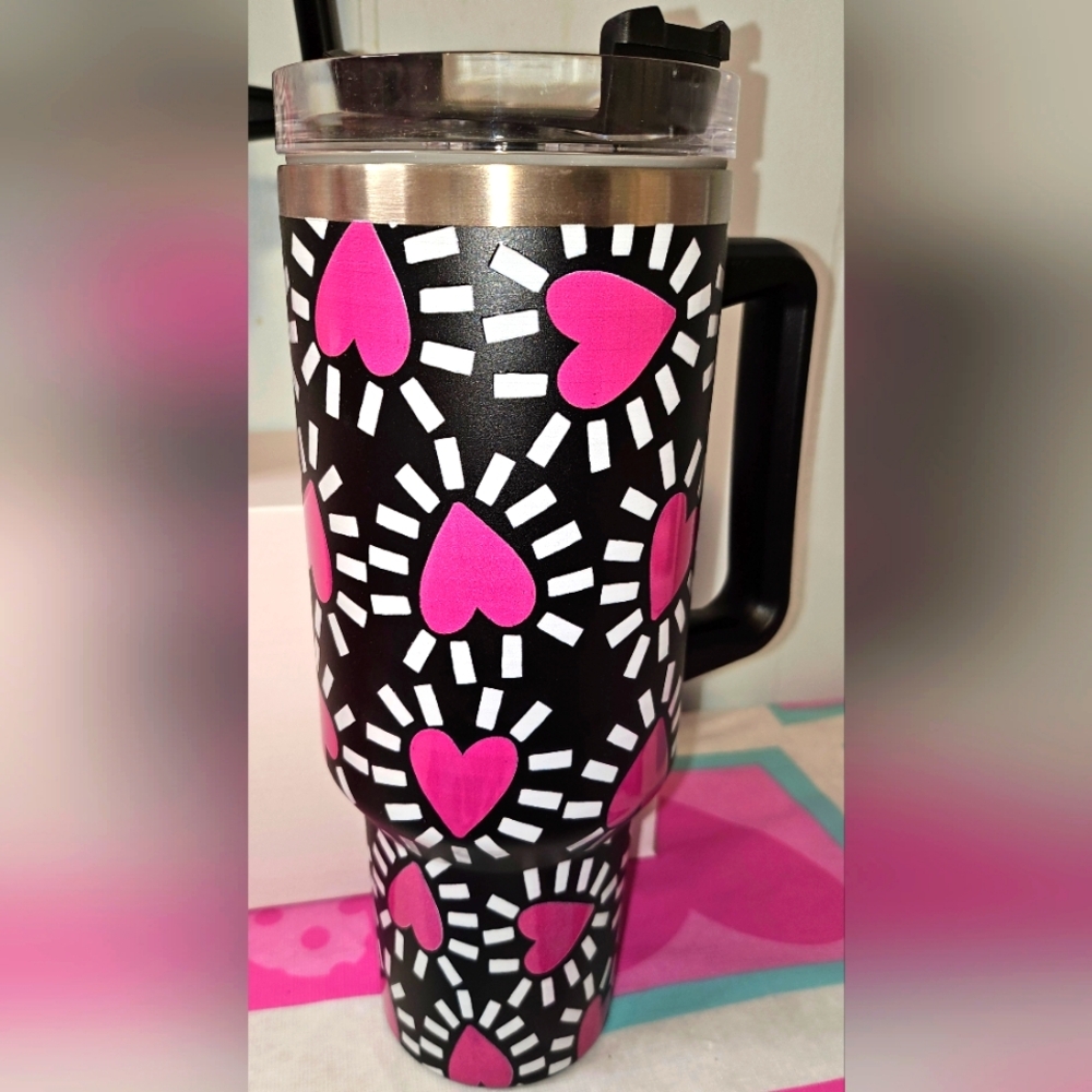 Heart Pattern Travel Mug